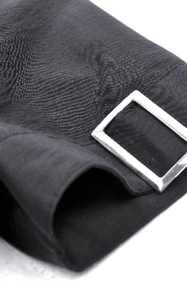 Black Stand Collar Short Sleeves Spider-Shaped Zippered Cut-Out Irregular Women's Punk Blouse - Product - 15