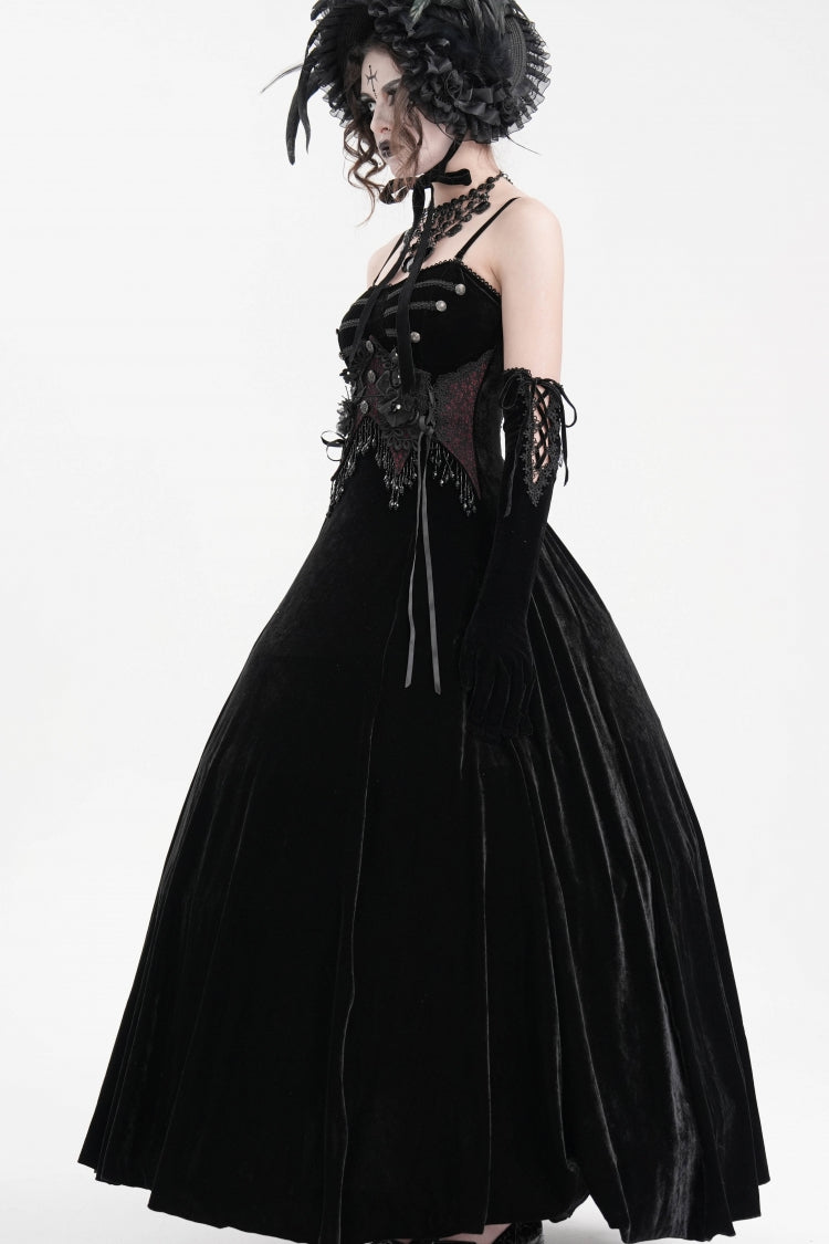 Black Tassels Hanayome Lace-Up Women's Gothic Slip Wedding Dress - Product - 2