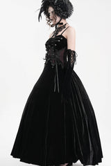 Black Tassels Hanayome Lace-Up Women's Gothic Slip Wedding Dress - Product - 2