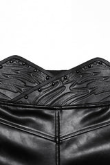 Black Print Men's Punk Leather Pants - Product - 6