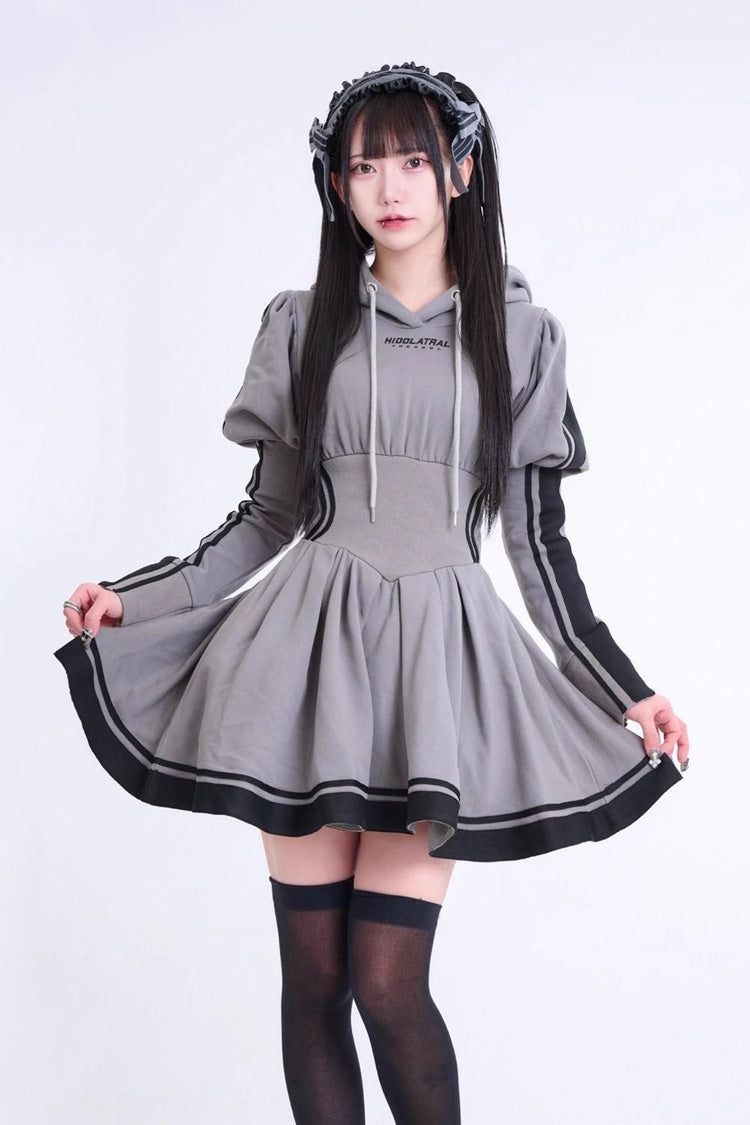 Japanese Long Sleeves Ruffle Bowknot Punk Jirai Kei Sweater Dress 3 Colors - Product - 14