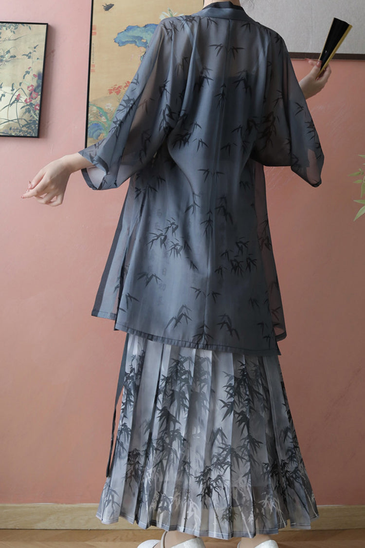 Women's Classic Chinese Handwriting Print Style Hanfu Dress 2 Colors - Product - 4