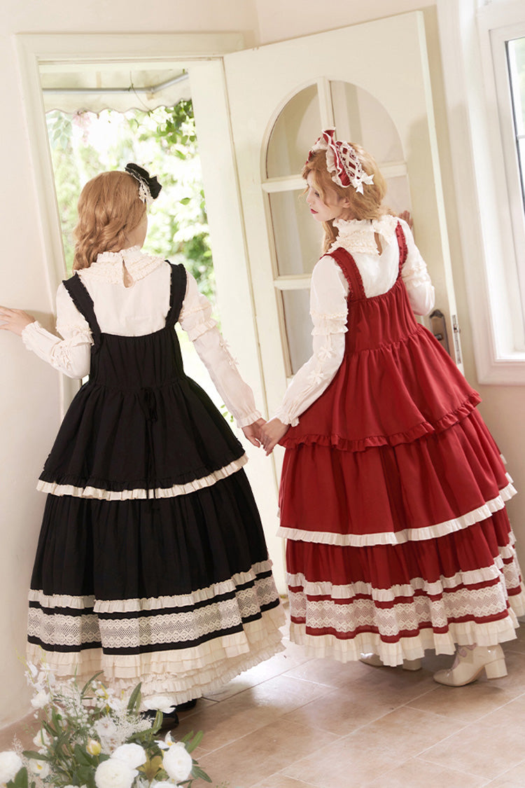 Red [Lily] Multi-Layered Ruffle Lace Classic Elegant Lolita Jsk Dress - Product - 13