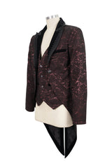 Red Bright Pattern Printed Decoration Men's Gothic Tailcoat - Product - 7