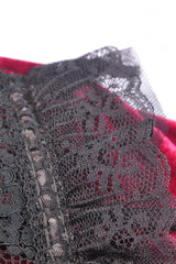 Red Vintage Long Sleeves Lace Collar Cross Women's Gothic Velet Dress - Product - 13