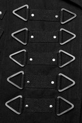 Black Lapel Collar Slim Studded Men's Punk Coat - Product - 8