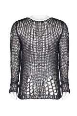 Black Casual Ripped Pullover Men's Steam Punk Sweater - Product - 5