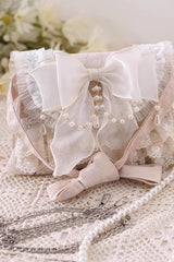 Ivory Bowknot Lace Pearl Chain Sweet Elegant Princess Lolita Crossbody Bag - Product - 2
