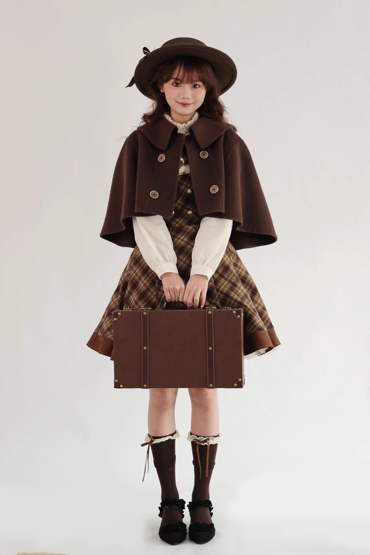 Brown [Broken Pocket Watch] Sleeveless Printed Classic Lolita Bust-Support Jsk Dress - Product - 5