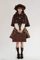 Brown [Broken Pocket Watch] Sleeveless Printed Classic Lolita Bust-Support Jsk Dress - Product - 5