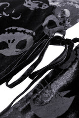 Black Skull Printed Front Lace-Up Women's Gothic Velvet Cape with Hood - Product - 15