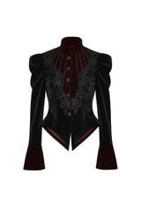 Black 3D Floral Decoration Stand Collar Long Sleeves Womens Gothic Jacket - Product - 5