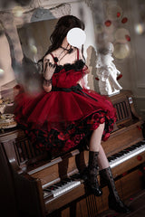 Wine Red [Eternal Night Bouquet] Sleeveless Ruffle Bowknot Sweet Princess Lolita Dress - Product - 8