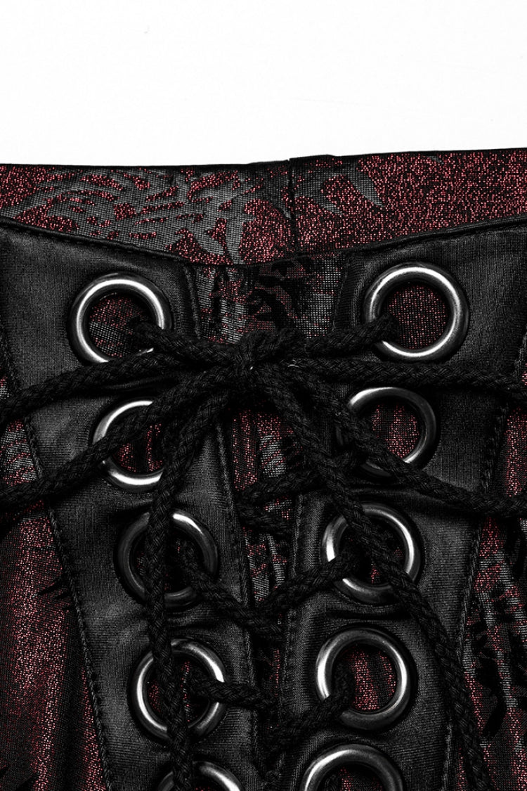 Low Waisted Thorns Print Lace-Up Women's Steampunk Flared Pants 2 Colors - Product - 13