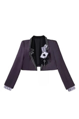 Black/Purple [Magic Troupe] Printed Ruffled Sweet Classic Lolita Skirt Set - Coat - 11