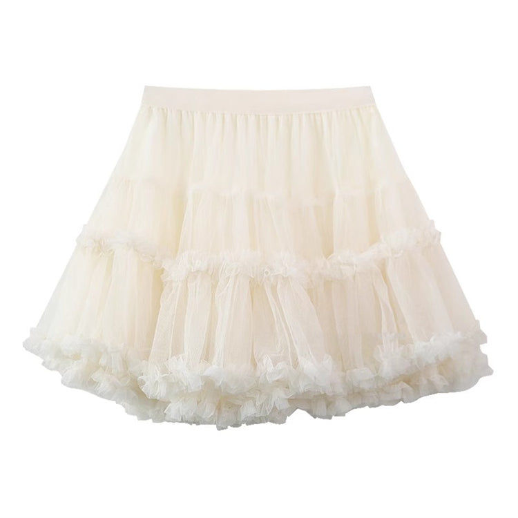 Sweet High Waisted Ruffle Princess Lolita Petticoat 7 Colors - Apricot - 1