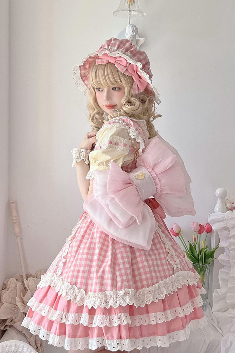 Light Pink Big Bowknot Metal Heart Nameplate Lolita Backpack - Product - 8
