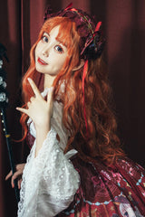 Red [Little Witch] Sleeveless Print Ruffle Bowknot Sweet Elegant Lolita Jsk Dress - Product - 8