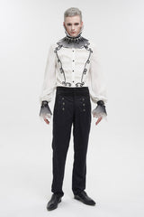 Black High Waist Jacquard Double Breasted Vintage Men's Punk Trousers - Product - 4