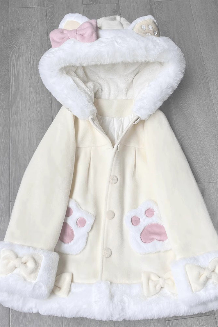 Calico Cat Long Sleeves Bowknot Hooded Daily Sweet Lolita Coat 3 Colors - Product - 5