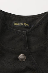 Black [Eternal Gloom Portrait] Back Cross Stand Collar Asymmetric Vintage Elegant Prince Gorgeous Handsome Lolita Coat - Product - 2