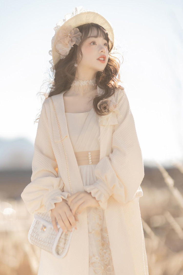 White Chinese Style Bronzing Flower Embroidery Sweet Lolita Jsk Dress - Product - 7