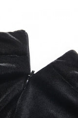 Black Velour Lace Spliced Women's Gothic Mermaid Maxi Skirt - Product - 14