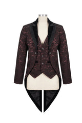 Red Bright Pattern Printed Decoration Men's Gothic Tailcoat - Product - 6