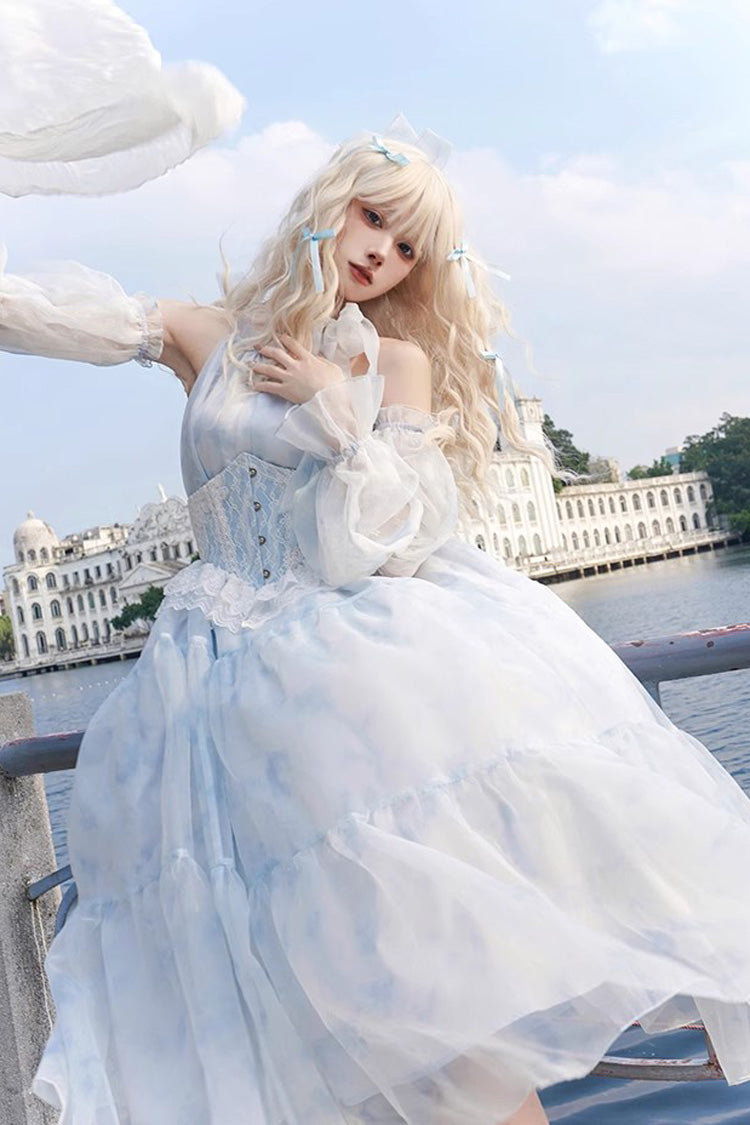 Glacier Blue Bubble Love Hanayome Tie-dyed Sweet Elegant Lolita Dress - Product - 3