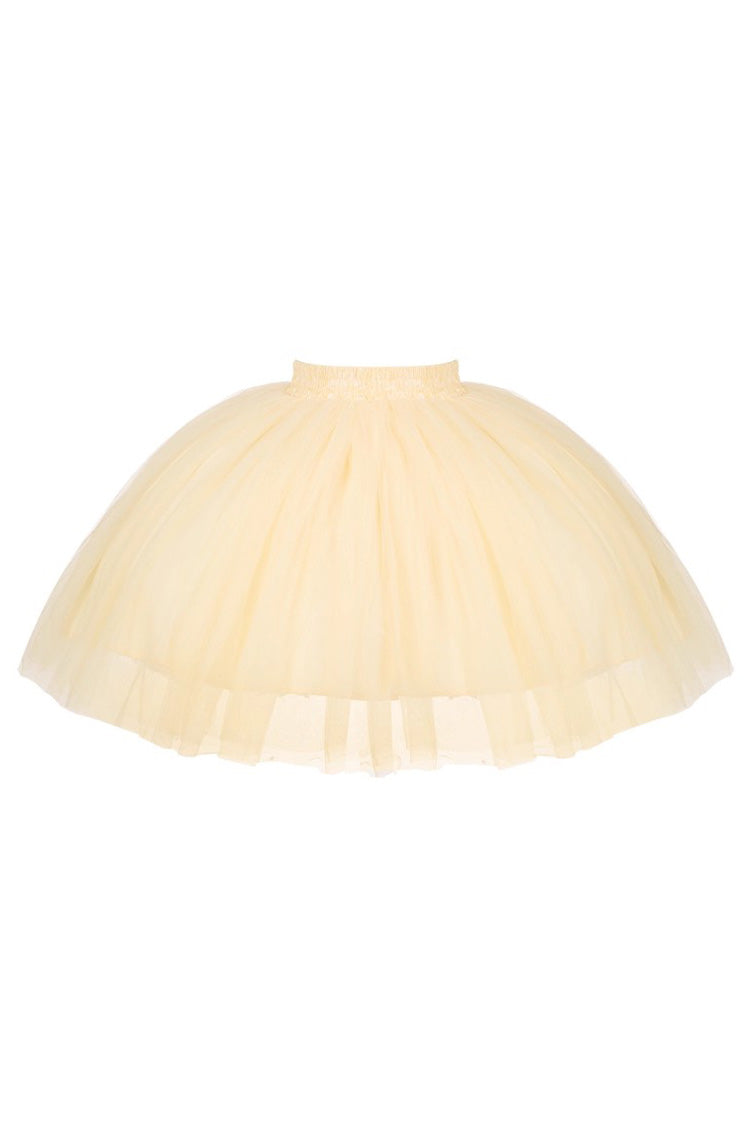 Yellow [Sissi's Pilgrimage] Off Shoulder Ruffle Bowknot Lace Sweet Lolita Skirt (Short Version) - Product - 5
