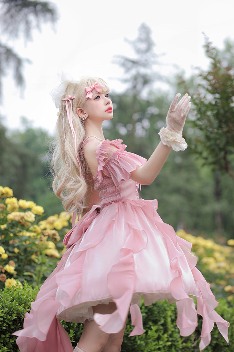 Pink Galaxy Prayer Corset Fishbone Ribbon Sweet Lolita Jsk Dress - Product - 6