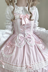 Pink [Bobo Bunny Doll] Ruffled Bow Lace-Up Sweet Lolita Jsk Dress - Product - 2