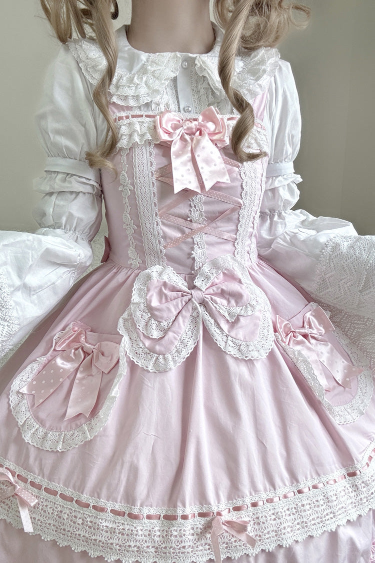Pink [Bobo Bunny Doll] Ruffled Bow Lace-Up Sweet Lolita Jsk Dress - Product - 2