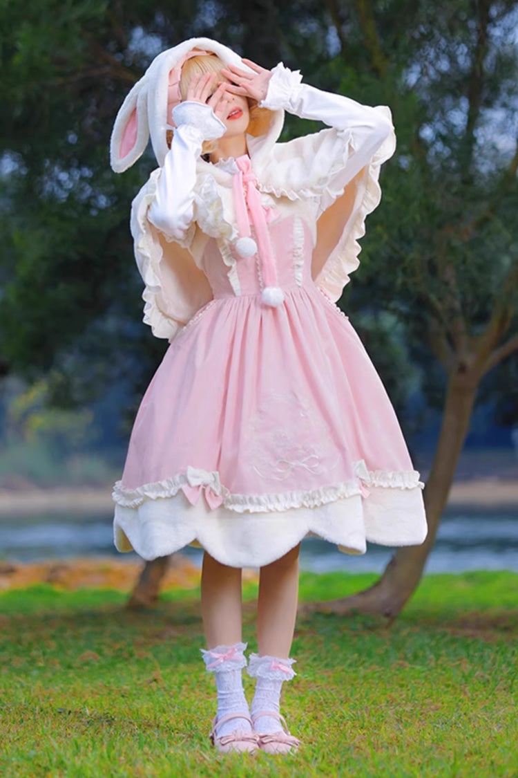 Rosa Hirschmuster, Stickerei, Schleife, Prinzessin, Herbst und Winter, süß (Kleid einzeln), Detailansicht 5