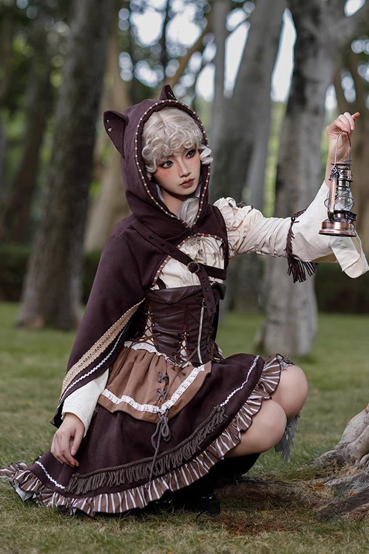 Multi-Color Steam Hunter Style Long Sleeves Multi-layer Ruffle Stitching Gothic Punk Lolita Dress - Product - 6