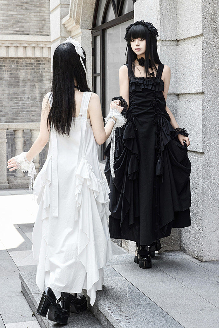 White [Dream] Sleeveless Ruffle Gothic Lolita Strap Dress - Product - 16