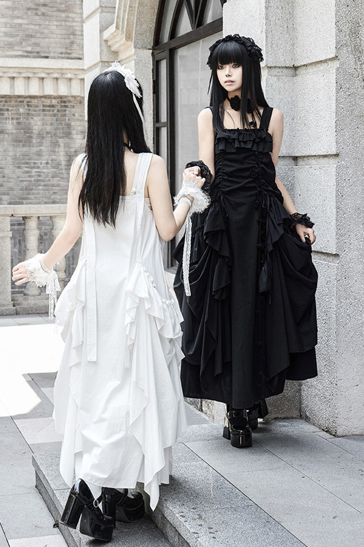 Black [Dream] Sleeveless Ruffle Gothic Lolita Strap Dress - Product - 15
