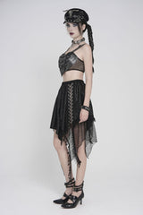 Black Lace-Up Slim Mesh Buckled Women's Punk Heart  Corset - Product - 4