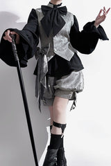 Grey Rabbit Hunt Dark Pattern Jacquard Print Ouji Vintage Prince Lolita Shorts - Product - 4