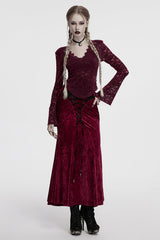 Red V Collar Long Sleeves Lace Sheer Women's Gothic Blouse - Product - 4