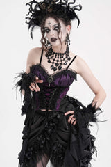 Purple Lace Lace-Up Women's Gothic Overbust Corset - Purple - 1