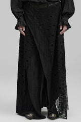 Black Stitching Irregular Mesh Ripped Men's Gothic Long Skirt - Black - 1