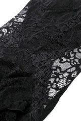 Black Sleeveless Side Slit Ruffled Lace Lace-Up Women's Gothic Maxi Slip Wedding Dress - Product - 15