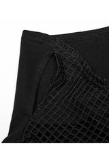 Black Punk Super High Collar Masked Hanging Ear Splicing Mesh Long Sleeves Men's T-Shirt - Product - 7