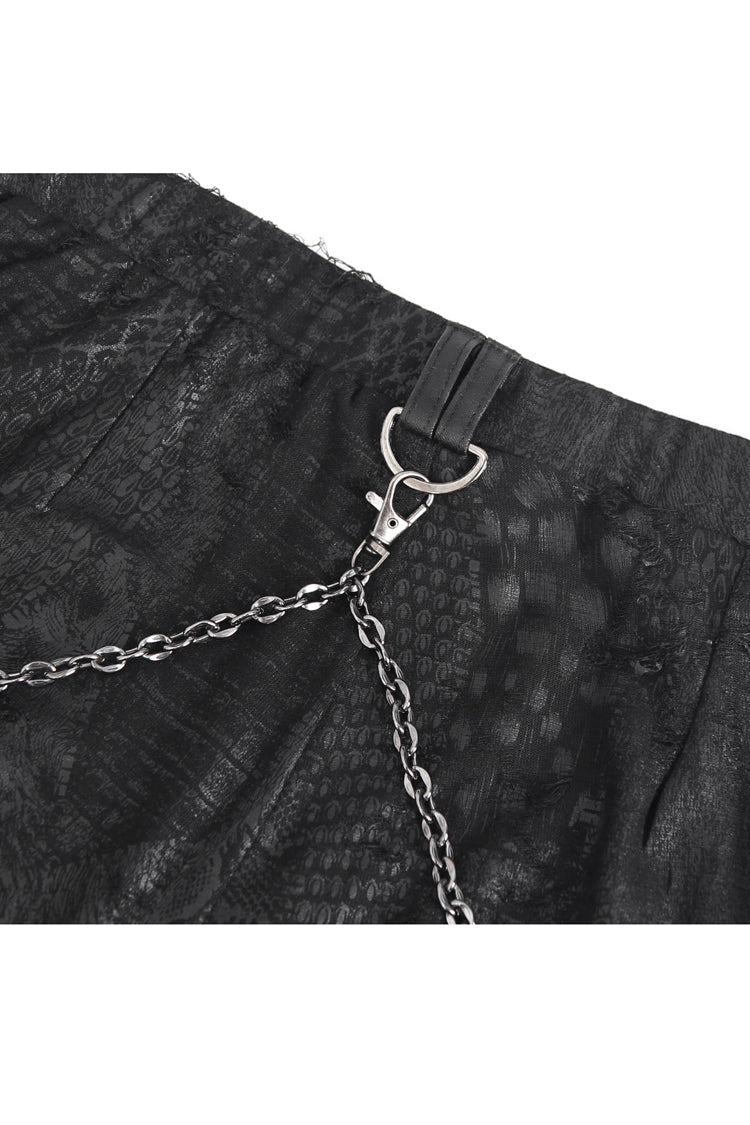 Black Jacquard Print Stitching Lace Women's Punk Pants - Product - 10