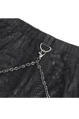 Black Jacquard Print Stitching Lace Women's Punk Pants - Product - 10