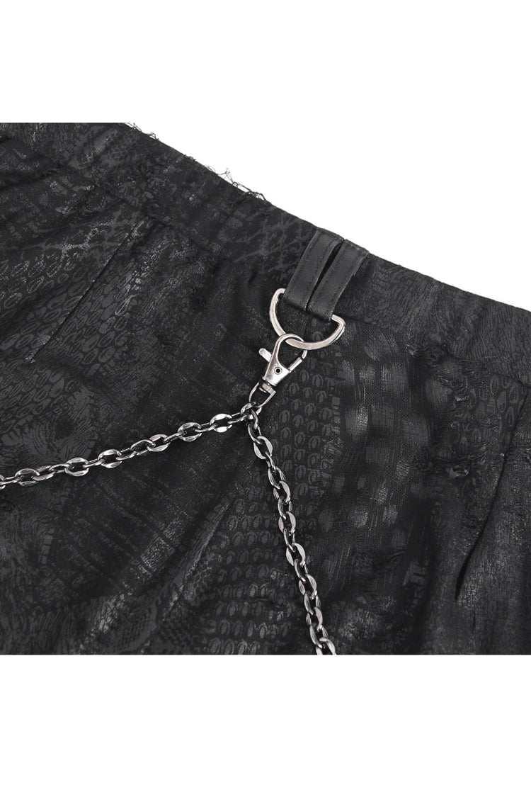 Black Jacquard Print Stitching Lace Women's Punk Pants - Product - 10