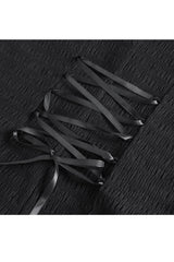 Black Stand Collar Trumpet Sleeves Ruffle Embroidery Lace Women's Gothic Blouse - Product - 9