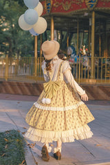 Ivory Round Collar Long Sleeves Ruffle Sweet Lolita Dress - Product - 9