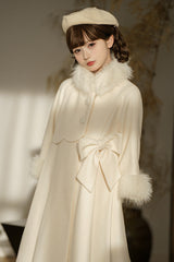 Apricot Long Sleeves Bowknot Sweet Princess Lolita Long Coat - Product - 9
